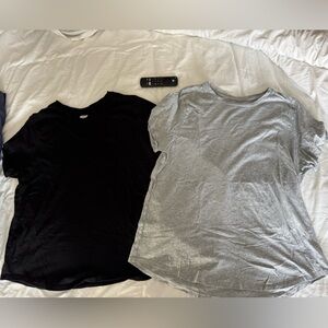 Old Navy Black and Grey Short Sleeve Top XL Tall